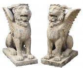 (2) CAST STONE GARDEN FIGURES,