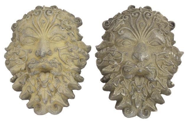 (2) CAST STONE GARDEN GREEN MAN