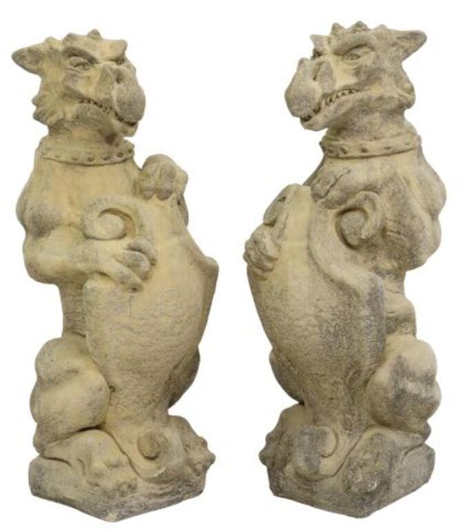 (2) CAST STONE GARDEN STATUARY,