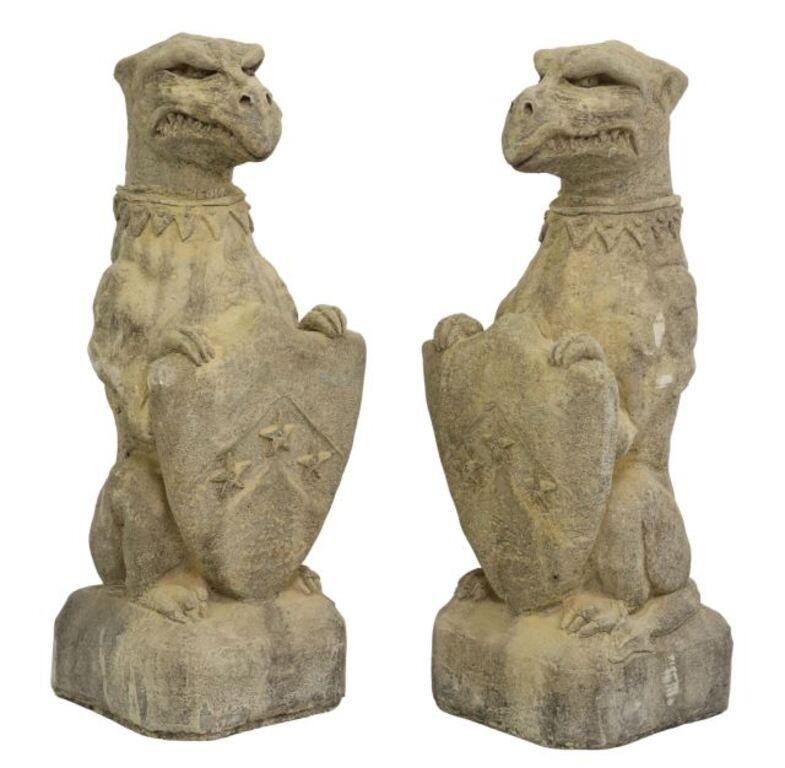 (2) CAST STONE GARDEN STATUARY,