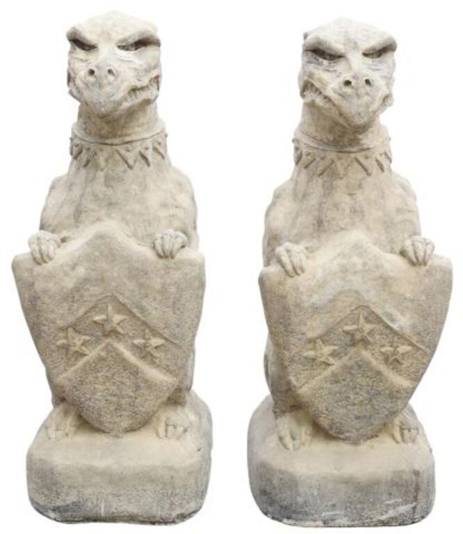 (2) CAST STONE GARDEN STATUARY,