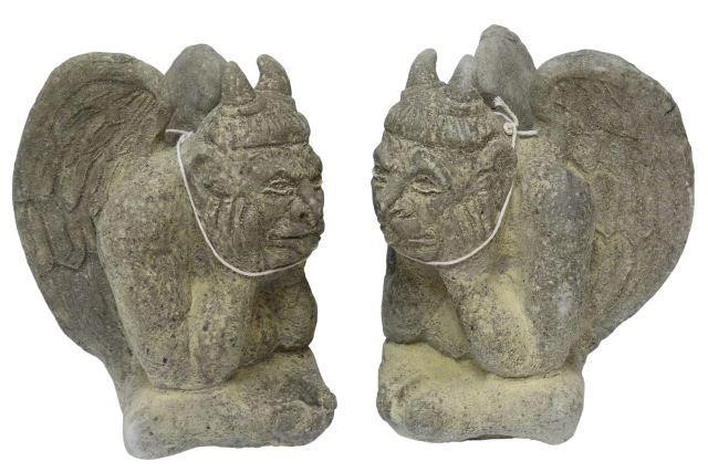2) CAST STONE GARDEN STATUARY NOTRE