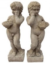 (2) CAST STONE GEMINI TWINS GA