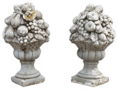 (2) CAST STONE GREY PAINTED GA