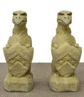(2) CAST STONE HERALDIC GRIFFI