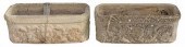(2) CAST STONE LION MASK GARDE
