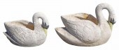(2) CAST STONE PAINTED SWAN-FO