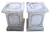(2) CAST STONE PANEL PLINTHS,