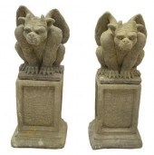 2) CAST STONE STATUARY SEATED