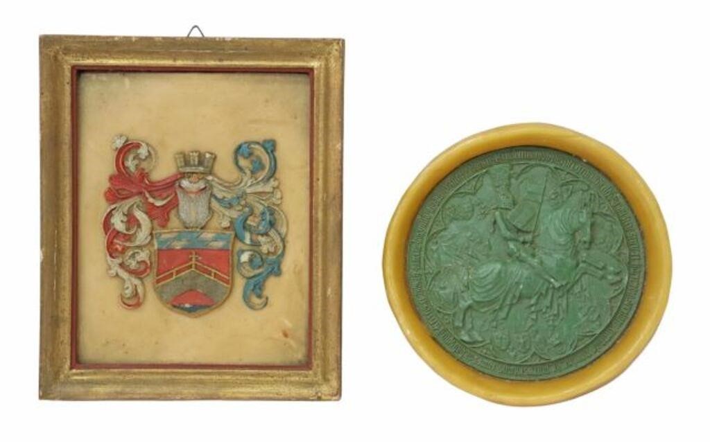 (2) CAST WAX COAT OF ARMS & SEAL OF