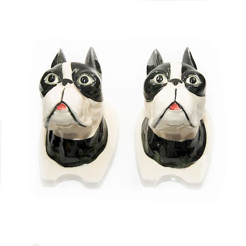2 CERAMIC BOSTON TERRIER WALL