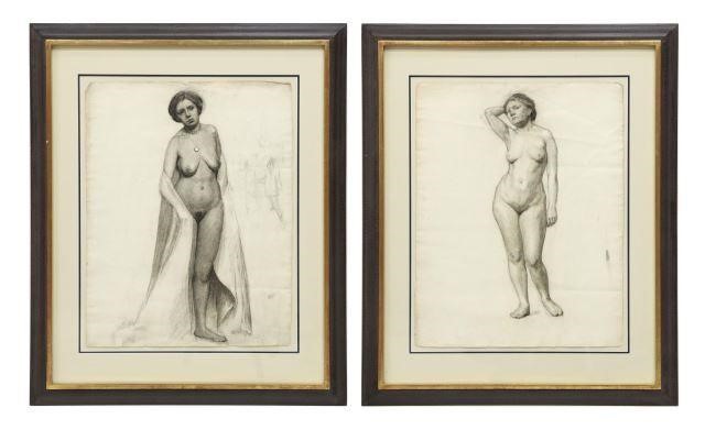 (2) CHARCOAL NUDE STUDIES ON