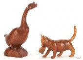 2 CHEROKEE WOODEN CARVINGS, IN