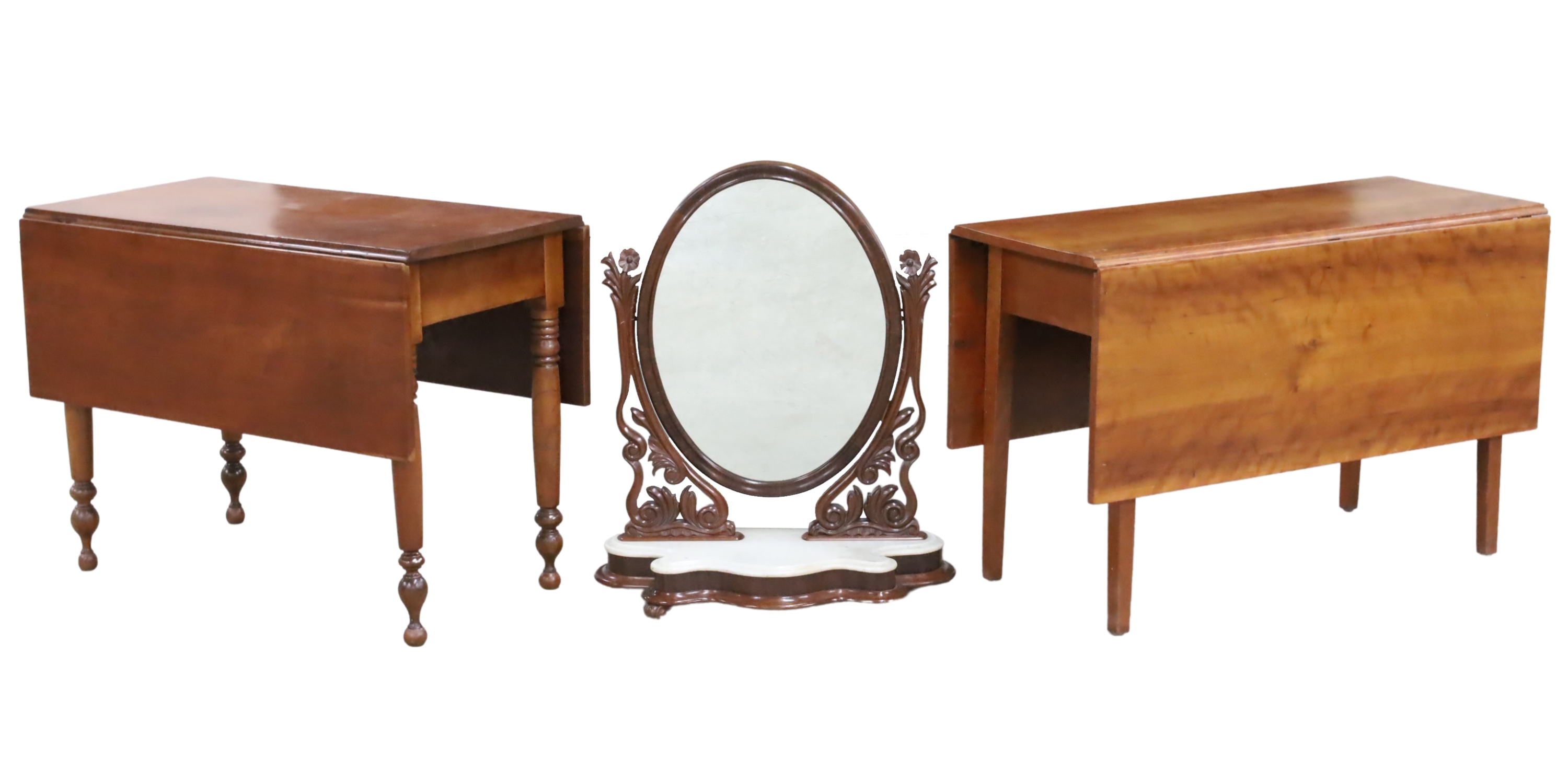 2 CHERRY DROP LEAF TABLES &
