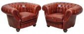 (2) CHESTERFIELD STYLE BURGUND