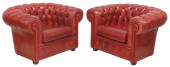 (2) CHESTERFIELD STYLE RED BUT