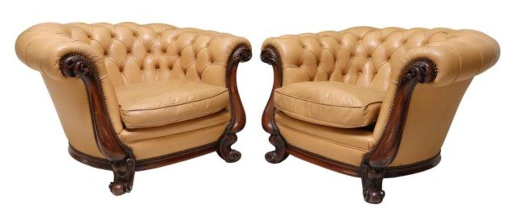 2) CHESTERFIELD STYLE TAN TUFTED