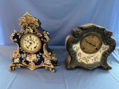 2 CHINA CASE MANTEL CLOCKS, FL