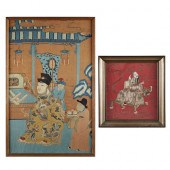 2 CHINESE 19TH C. SILK EMBROID