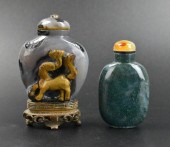 2 CHINESE AGATE CARVED SNUFF B
