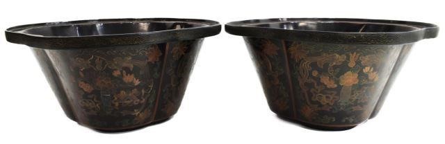 2) CHINESE BLACK LACQUER PAPIER