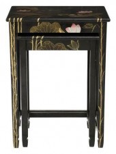 (2) CHINESE BLACK LACQUERED NE