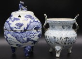 (2) CHINESE BLUE AND WHITE TRI
