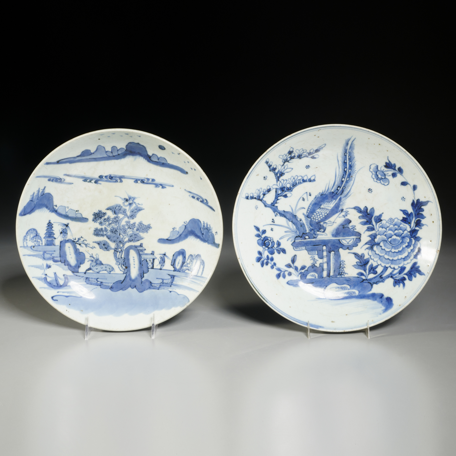 (2) CHINESE BLUE AND WHITE PLATES