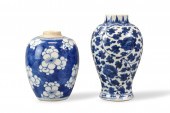 2 CHINESE BLUE & WHITE VASE &
