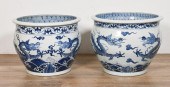 2 CHINESE BLUE & WHITE FISHBOW