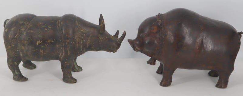 (2) CHINESE BRONZE ANIMALS.