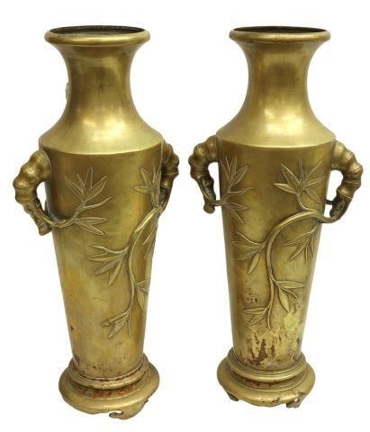 (2) CHINESE BRONZE TALL BALUSTER