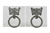 2 CHINESE BRONZE TAOTIE RING H