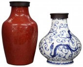 (2) CHINESE B&W & OXBLOOD PORC