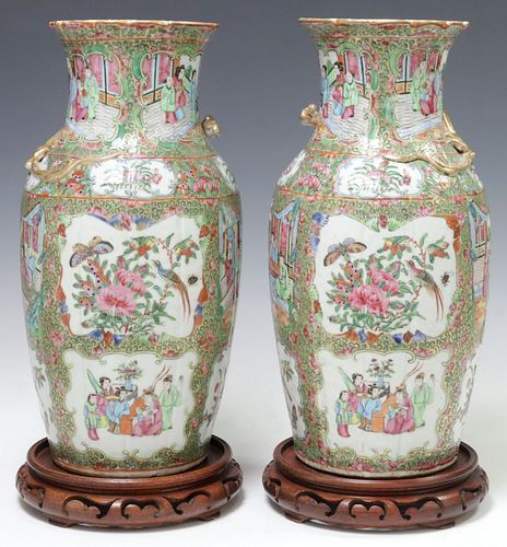(2) CHINESE CANTON ROSE PARCEL GILT