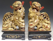 (2) CHINESE CARVED &AMP; GILTW