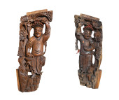 (2) CHINESE CARVED ARCHITECTUR