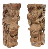(2) CHINESE CARVED ARCHITECTUR