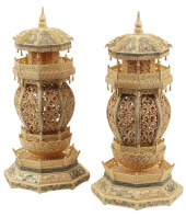 (2) CHINESE CARVED BONE ARCHIT
