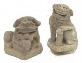 (2) CHINESE CARVED CAST STONE