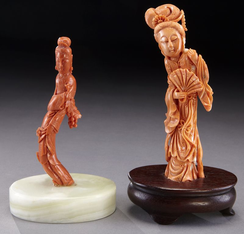 (2) Chinese carved coral
