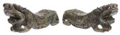 (2) CHINESE CARVED DARK GREEN