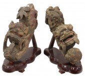 (2) CHINESE CARVED FOO LION AR