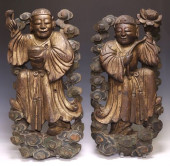 (2) CHINESE CARVED HARDWOOD AR
