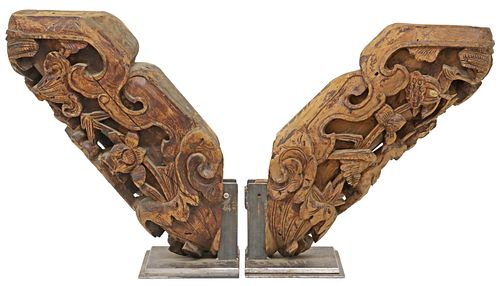 (2) CHINESE CARVED HARDWOOD