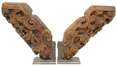 (2) CHINESE CARVED HARDWOOD AR