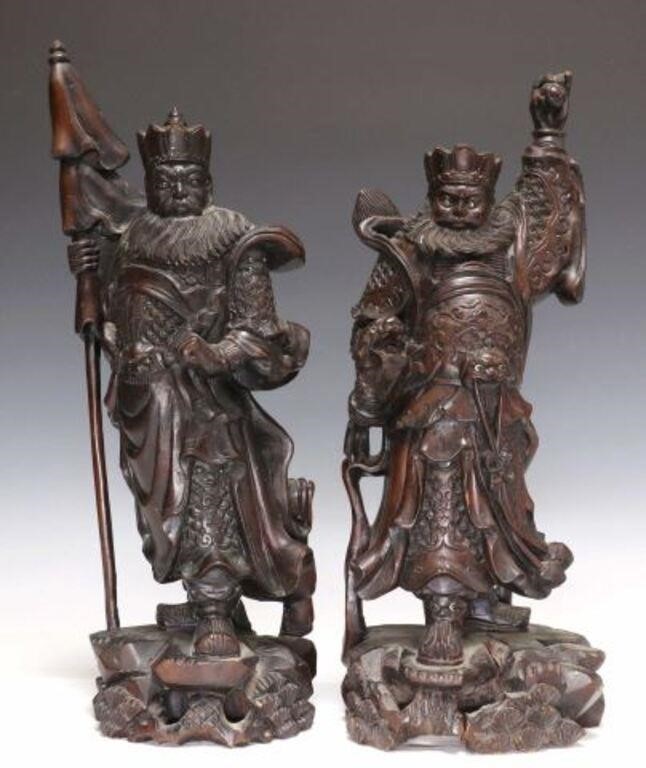 (2) CHINESE CARVED HARDWOOD