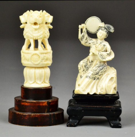 (2) Chinese Carved Ivory Figural