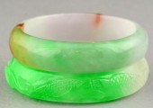 (2) Chinese Carved Jade Bangle