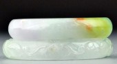 (2) Chinese Carved Jade Bangle